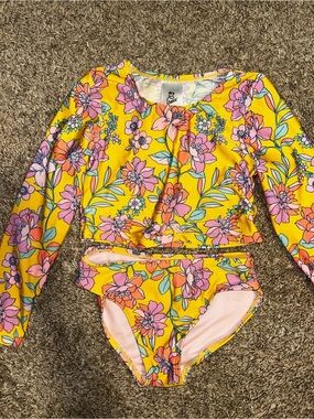 art class Yellow Floral Long-Sleeve Rashguard Two-Piece Swim Set
